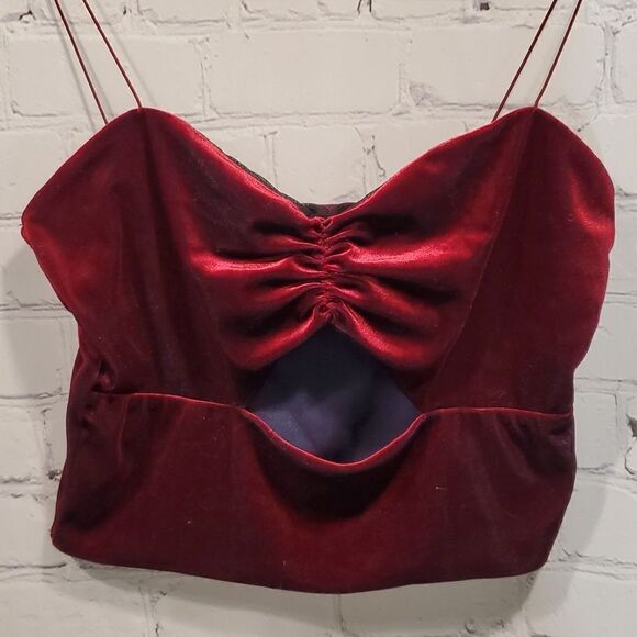 Urban Outfitters red velour crop top - Picture 2 of 4